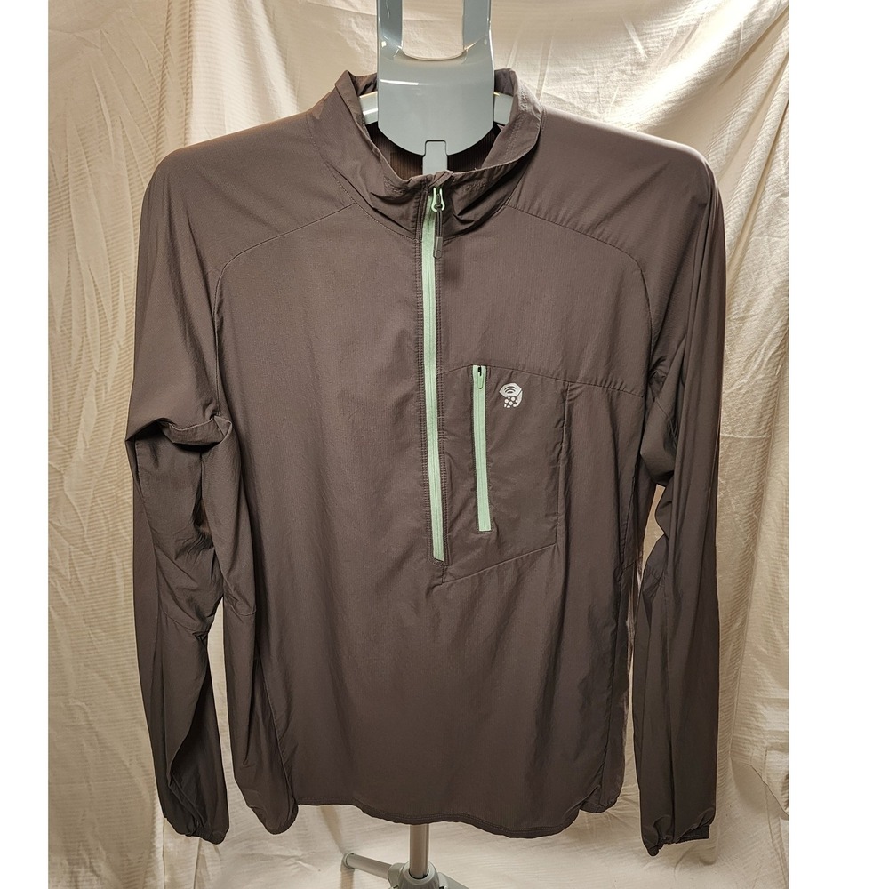 Mountain Hardwear Kor Preshell Pullover Jacket Men's Large Gray Brown 1/2 Zip